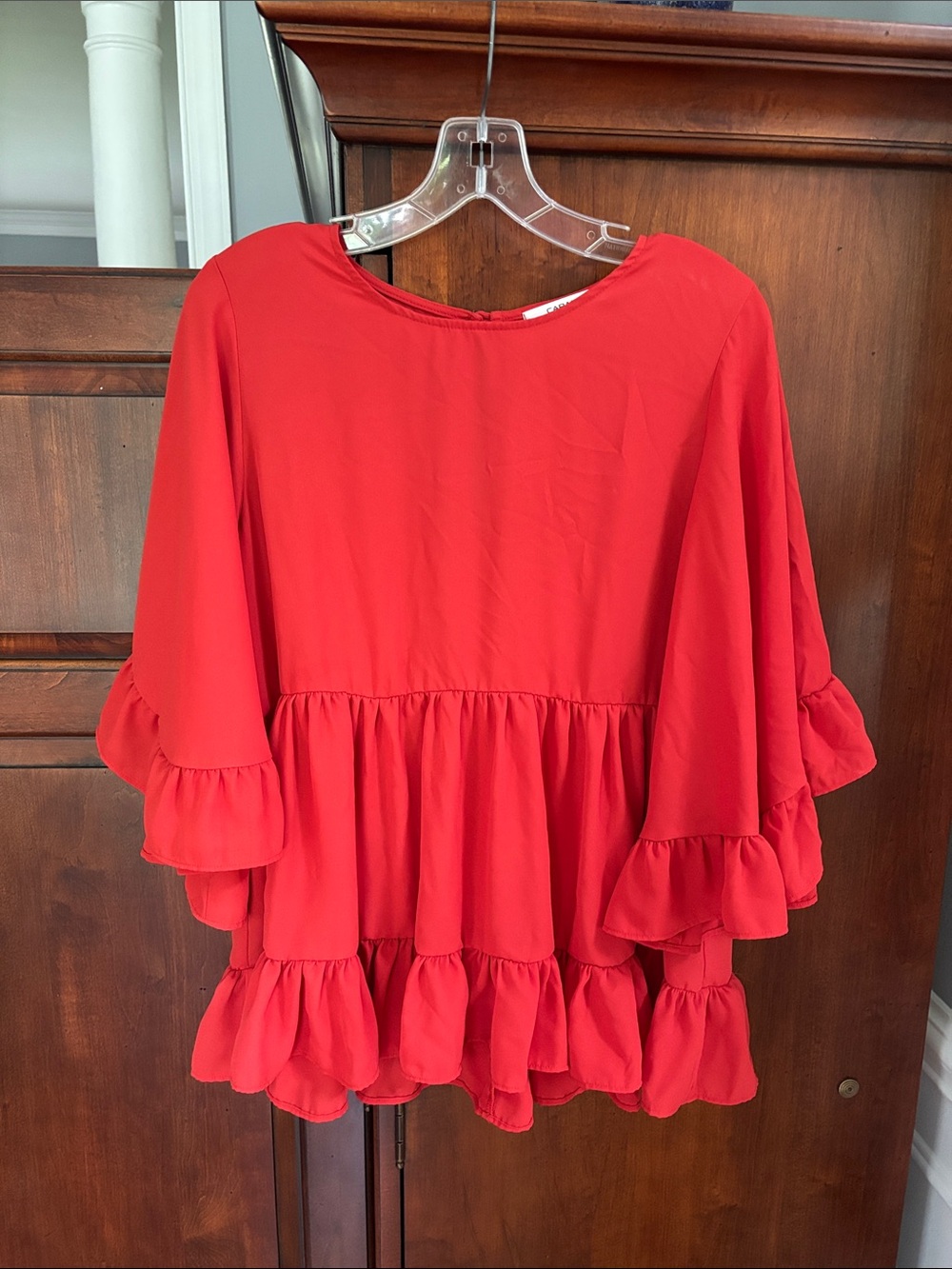 Carmela Ruffle Tiered Top, Red